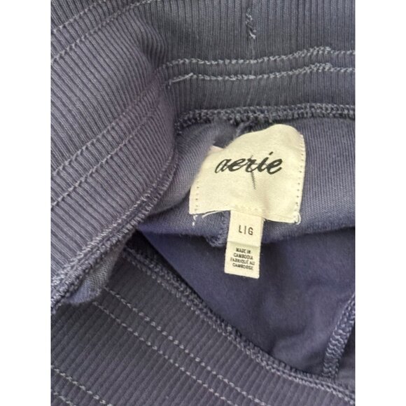 Aerie Womens Navy Velour Flared Lounge Pants Large Sweatpants - Picture 3 of 16